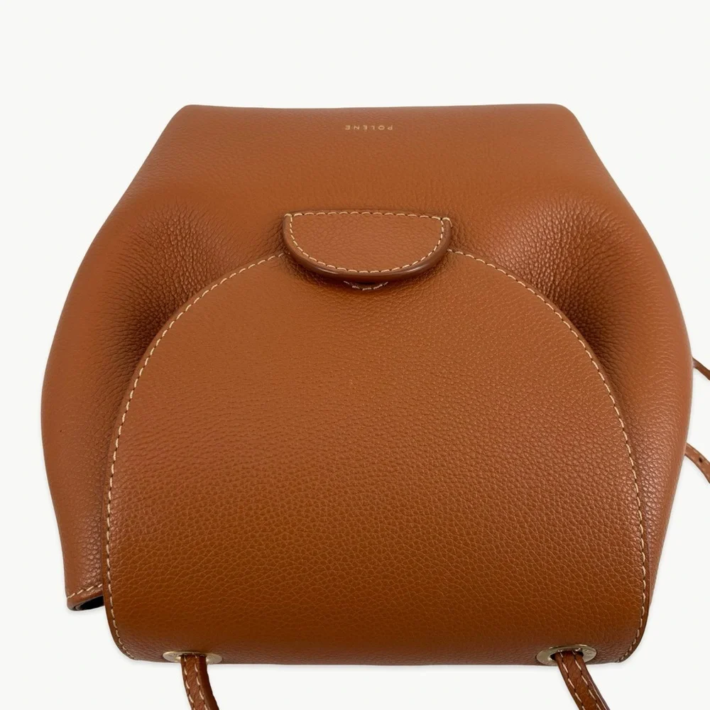 Polène Numéro Un Mini Backpack Convertible 3-Way Caramel Tan Rare Minimalist - Picture 12 of 16